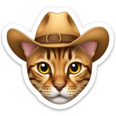 bengal cat with a cowboy hat sticker
