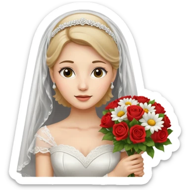emoji bride with veil and bouquet, next to a wedding calendar sticker