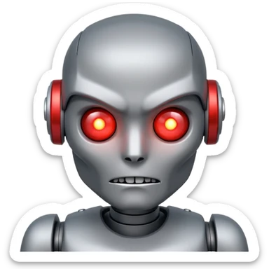 An AI humanoid robot looking evil and looking angry sticker