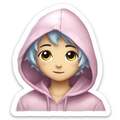 Cute Kawaii Beautiful Gorgeous Sparkly Shiny Blushing Anime Style Catboy With Pretty Hair And Hoodie sticker