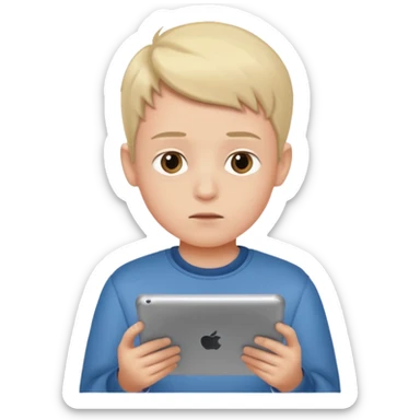 boy watching a tablet sticker