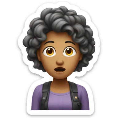 Woman with shocked expression and hair straight up sticker