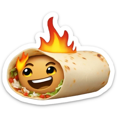 A burrito on fire sticker