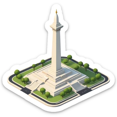 Cinematic Realistic Monas Landmark Emoji, depicted as the iconic National Monument rendered with crisp architectural detail and dynamic, urban lighting. sticker