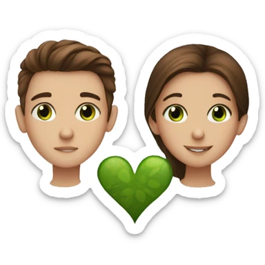 Brown hair boy with green eyes kissing brown hair girl with brown eyes sticker