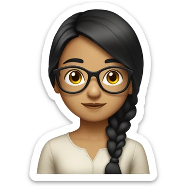 A girl with black hair wearing a glasses with much longer than this one    hair and looks like north eastern indian   sticker