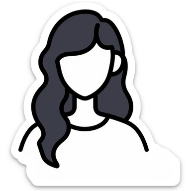 Clean minimalist tech avatar of white female with black hair for GitHub, digital tech theme sticker