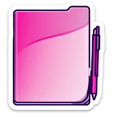 document folder, transparent glass with bright pink gradient from #FF335F to #FF99AA, soft shadows and highlights, minimalistic sticker