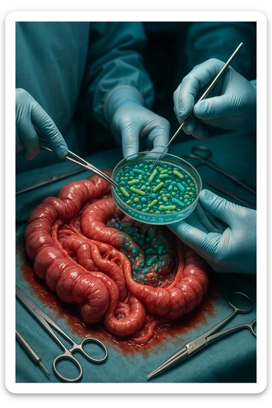 trapianto della flora microbica intestinale, operazione, iperrealistica 4k sticker