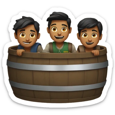 3 boys in a barrel sticker