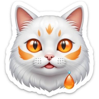 cat crying with big teardrop sticker
