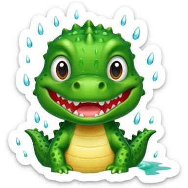 baby crocodile is showing under the shower  sticker