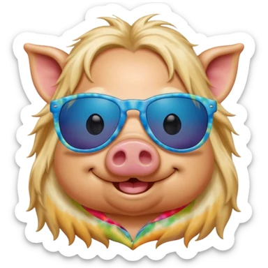 hippie pig sticker