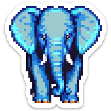PostgreSQL database logo with elephant symbol in pixel art sticker