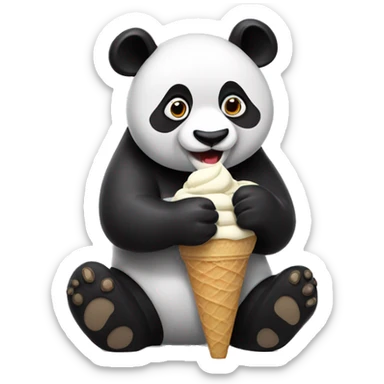 Panda eating ice cream sticker