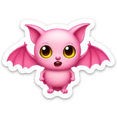 pink bat cute with strawberry big pink eyes  sticker
