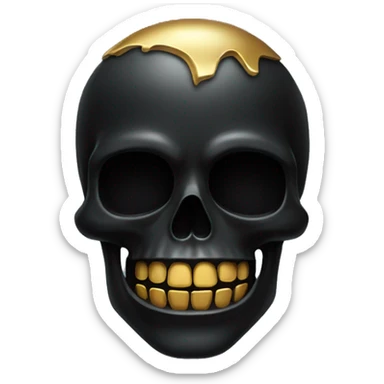 black skull with golden teeth  sticker