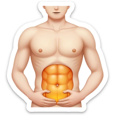 human torso with a highlighted hernia bulge sticker