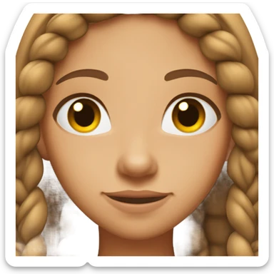 Tan girl with long braid, middle part, hair tucked behind her ears and brown eyes  sticker