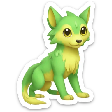 Cute cool green yellow animal hybrid Fakemon full body sticker