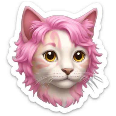 A cat with a pink hair  sticker