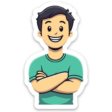 arms crossed holding neck laughing guy sticker