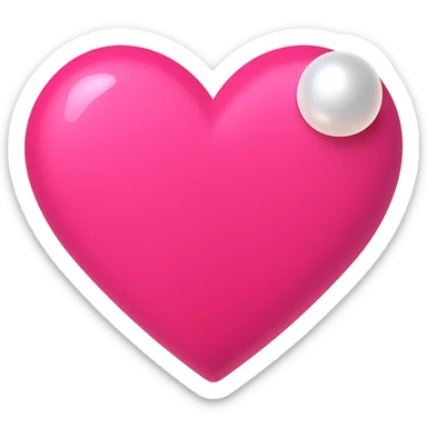 Create a pink heart with a pearl accent in the style of emoji, with no background. The image should have a clean and simple emoji look with a pearl accent on the heart. sticker