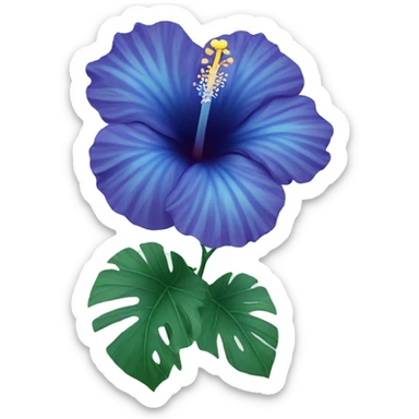 Blue hibiscus flower sticker