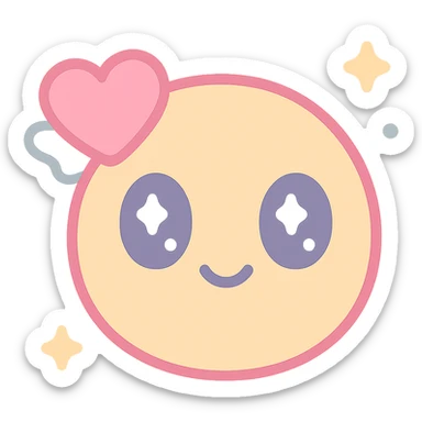 cute and rounded reinterpretation of fantrie.com logo emoji, emphasizing bright and friendly feeling sticker