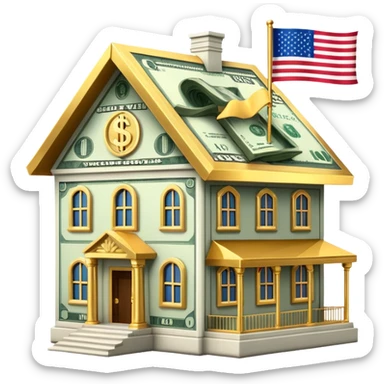 usa flag money house sticker