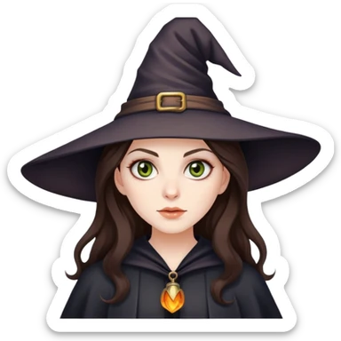 Brunette witch with hazel eyes sticker