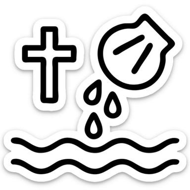 Christian baptism icon, simple outline, no fill sticker