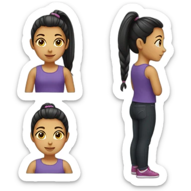 little girl with a ponytail sticker