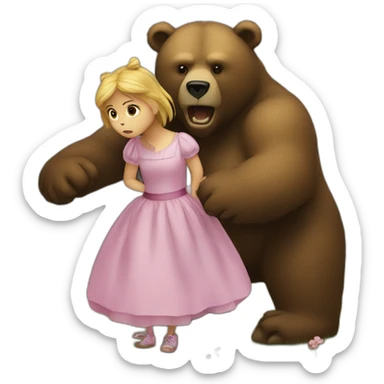 big bear threatening small girl sticker