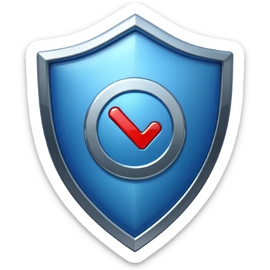 shield with a tick mark in the center all in blue-ish color sticker