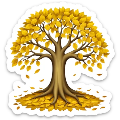 tree with low leaves releasing  old yellow leaves  sticker