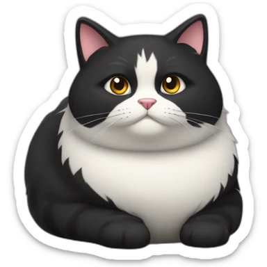 fat furry all black cat sticker