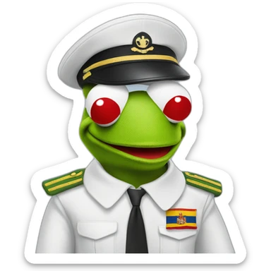 kermit as airline pilot with spanish flag in the background sticker
