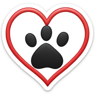 black paw in red heart sticker