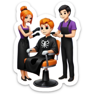 halloween hairdresser saloon sticker