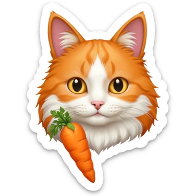 a carrot which is hold a cat sticker