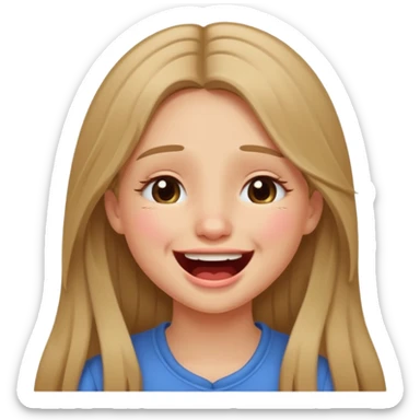 милая девушка с темно русыми длинными волосами, смеется до слез sticker