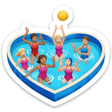 Natación  y voley en un corazón de color  sticker
