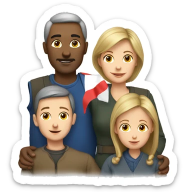 french-russian parents with two children sticker