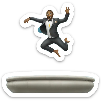 Man jumping in fountain wearing a dolphin suit sticker