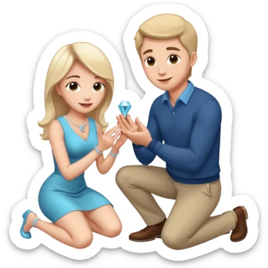 A man proposing to a woman sticker