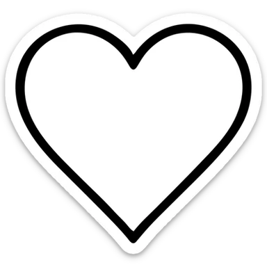 outlined black heart icon, no fill, bold black lines, modern, clean sticker