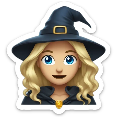 witch with gold hair and blue eyes angryly smiles sticker