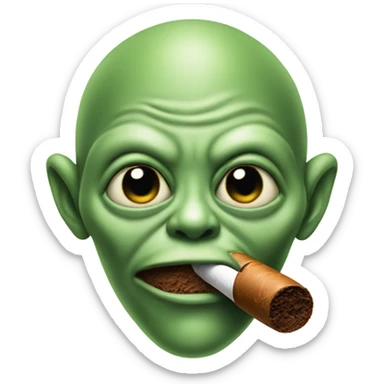Face of alien with cigar in his mouth sticker