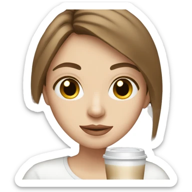 Pale brunette girl drinking latte  sticker